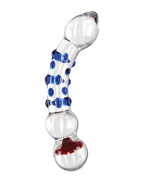 Icicles No. 18 Textured Glass Dildo 7.5in - Clear/Blue