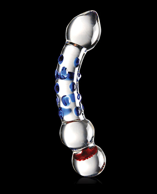 Icicles No. 18 Textured Glass Dildo 7.5in - Clear/Blue