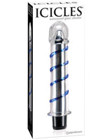 Icicles No. 20 Hand Blown Glass Vibrator Waterproof - Clear w/Blue Swirls