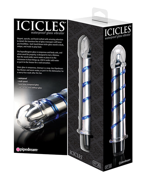 Icicles No. 20 Textured Glass Vibrator - Clear/Blue