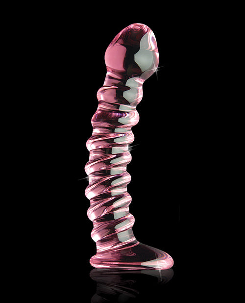 Icicles No 28 Textured Glass G-Spot Dildo 7in - Pink