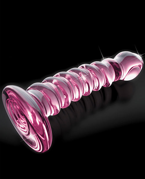 Icicles No 28 Textured Glass G-Spot Dildo 7in - Pink