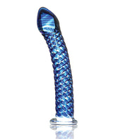 Icicles No. 29 Ribbed Glass G-Spot Dildo 7in - Blue