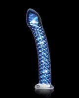 Icicles No. 29 Ribbed Glass G-Spot Dildo 7in - Blue