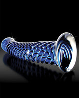 Icicles No. 29 Ribbed Glass G-Spot Dildo 7in - Blue