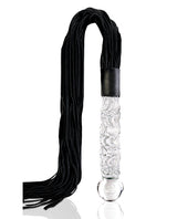 Icicles No. 38 Textured Glass Dildo with Flogger 26.5in - Clear/Black