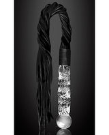 Icicles No. 38 Textured Glass Dildo with Flogger 26.5in - Clear/Black