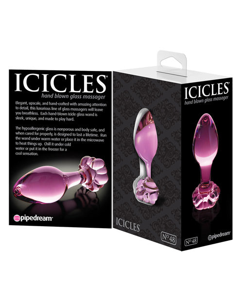 Icicles No. 48 Flower Shaped Glass Anal Plug - Pink