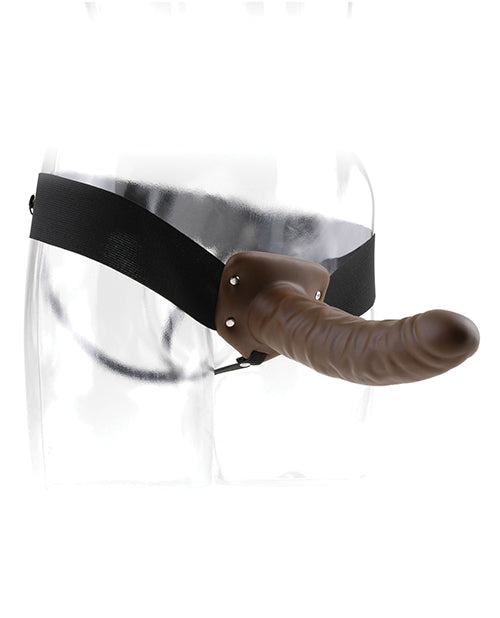 Fetish Fantasy Series Hollow Strap-On Dildo and Adjustable Harness 8in - Chocolate