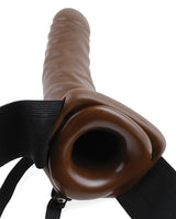 Fetish Fantasy Series Hollow Strap-On Dildo and Adjustable Harness 8in - Chocolate
