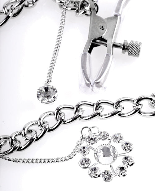 Fetish Fantasy Series Crystal Nipple Clamps - Silver