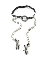 Fetish Fantasy O-Ring Gag with Nipple Clamps - Black