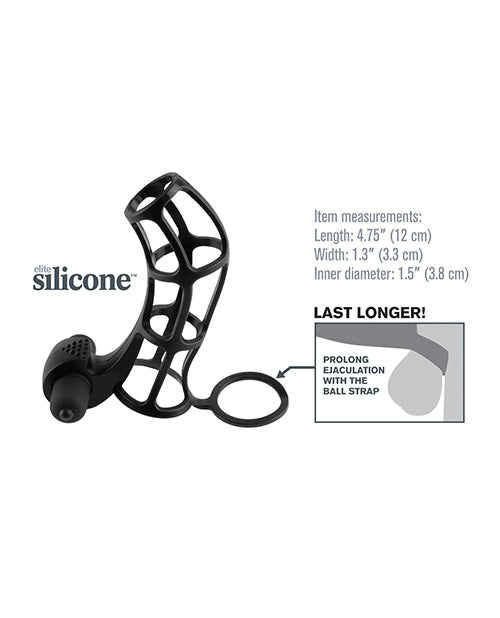 Fantasy X-Tensions Silicone Deluxe Power Vibrating Cock Cage - Black