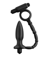 Anal Fantasy Collection Silicone Ass Kicker Plug with Cock Ring Waterproof - Black