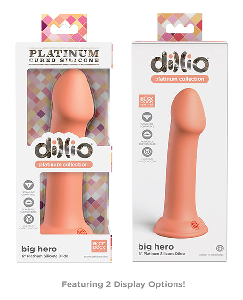 Dillio Platinum Big Hero Silicone Dildo 6in - Orange