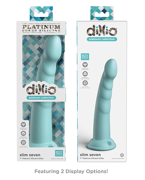 Dillio Platinum Slim Seven Silicone Dildo 7in - Teal