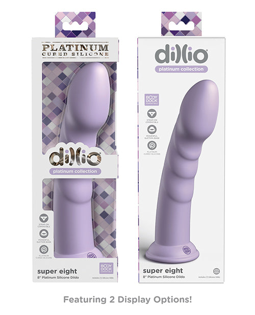 Dillio Platinum Super Eight Silicone Dildo 8in - Lavender