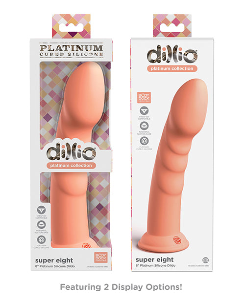 Dillio Platinum Super Eight Silicone Dildo 8in - Orange