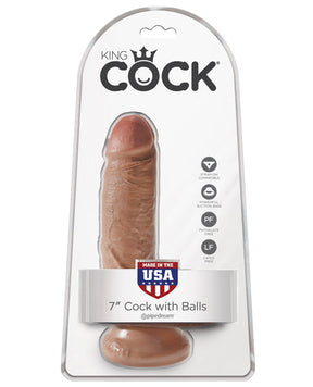 King Cock 7" Cock w/Balls - Tan