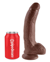 King Cock Dildo with Balls 9in - Chocolate