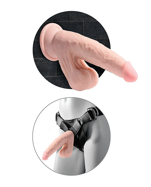 King Cock Triple Density Cock with Swinging Balls 7in - Vanilla