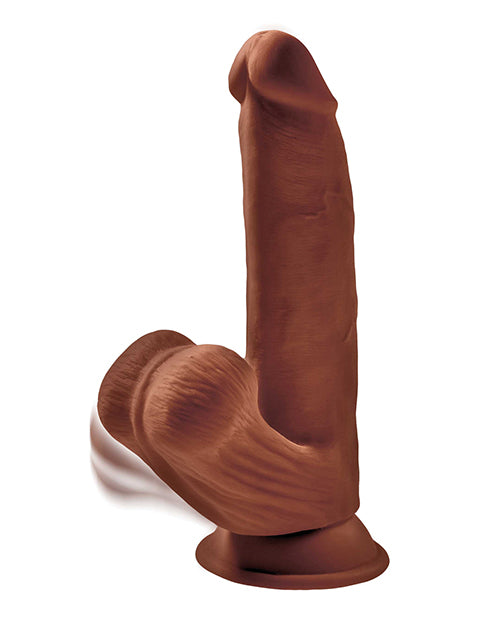 King Cock Plus Triple Density Dildo with Swinging Balls 8in - Chocolate