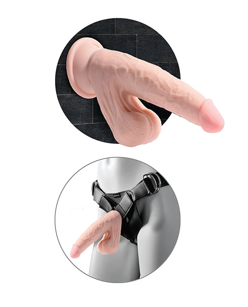 King Cock Triple Density Cock with Swinging Balls 9in - Vanilla