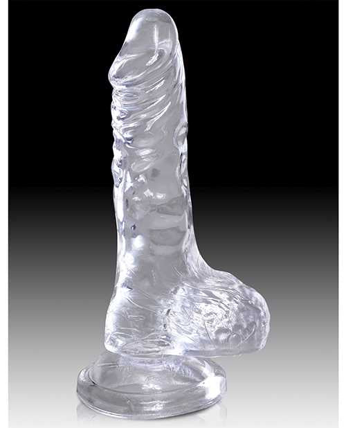 King Cock Clear Dildo with Balls 4in - Clear
