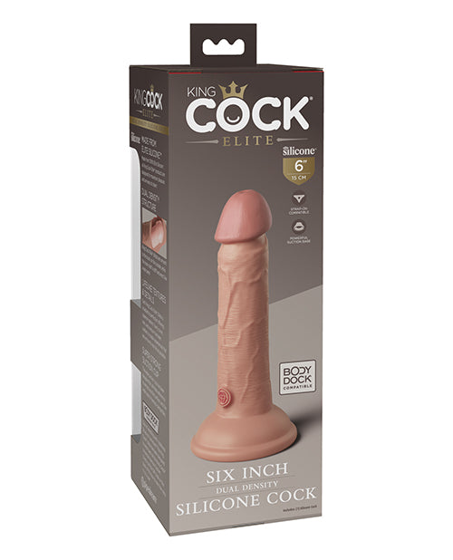 King Cock Elite Dual Density Silicone Dildo 6in - Vanilla