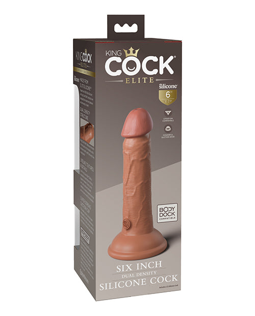 King Cock Elite Dual Density Silicone Dildo 6in - Caramel