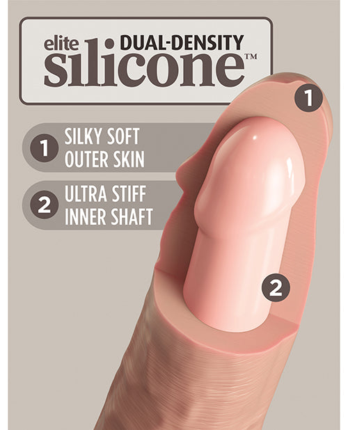 King Cock Elite Dual Density Silicone Dildo 8in - Vanilla