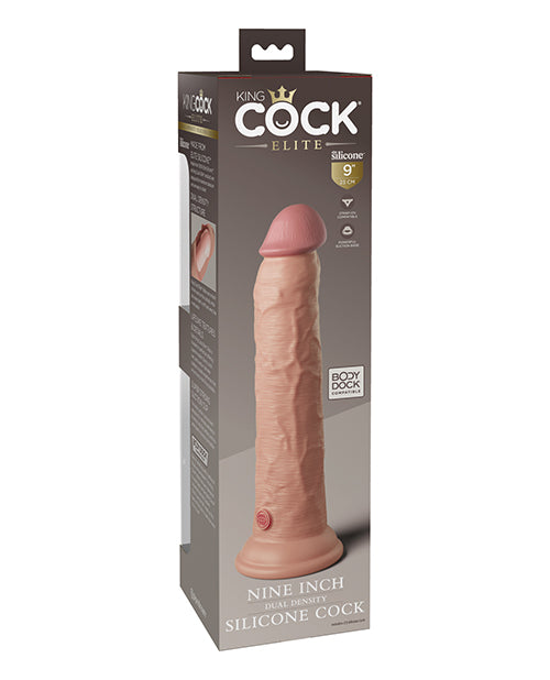 King Cock Elite Dual Density Silicone Dildo 9in - Vanilla