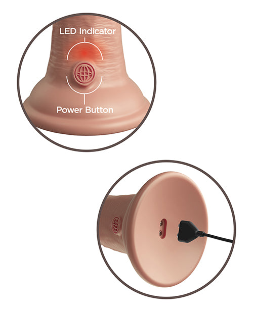 King Cock Elite Dual Density Vibrating Rechargeable Silicone Dildo with Remote Control 8in - Vanilla