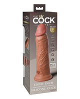 King Cock Elite Dual Density Vibrating Rechargeable Silicone Dildo with Remote Control 8in - Caramel