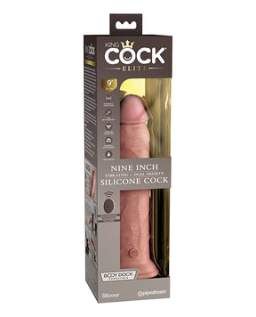 King Cock Elite 9" Dual Density Vibrating Silicone Cock w/Remote - Light