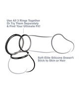 Fantasy C-Ringz Silicone 3-Ring Stamina Cock Ring Set - Black