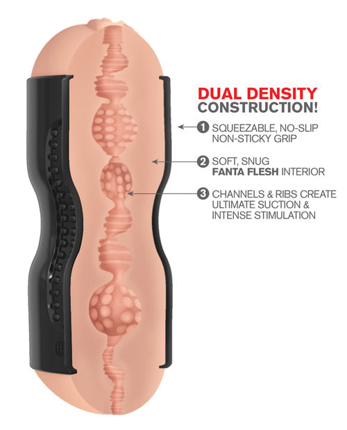 Pipedream Extreme Toyz Tight Grip Pussy and Ass Masturbator - Pussy and Butt - Black/Vanilla