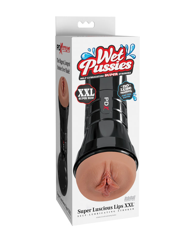 PDX Extreme Wet Pussies Super Luscious Lips XXL Stroker - Brown