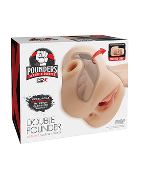 PDX Plus Double Pounder Vibrating Squeeze Stroker - Light
