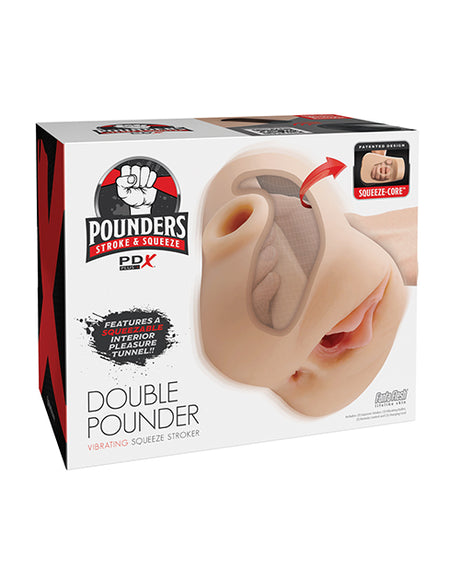 PDX Plus Double Pounder Vibrating Squeeze Stroker - Light