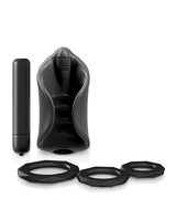 PDX Elite Vibrating Silicone Stimulator Masturbator with Bullet - Black