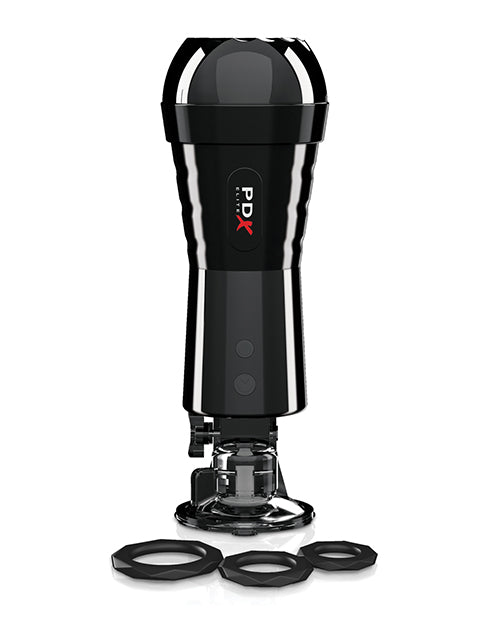 PDX Elite Rechargeable Cock Compressor Vibrating Masturbator - Pussy - Vanilla/Black