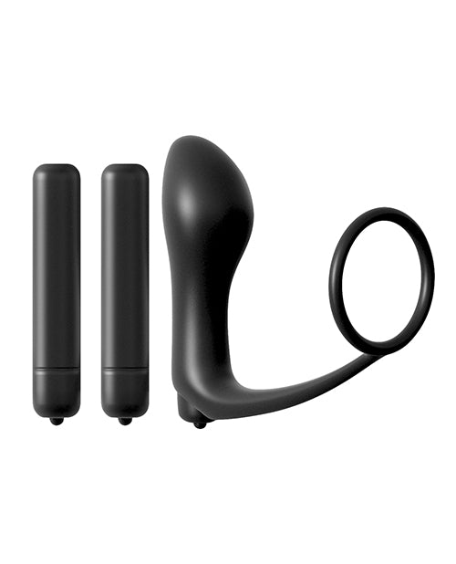 PDX Elite Ass-Gasm Vibrating Kit Masturbator with Bullets - Pussy - Vanilla/Black