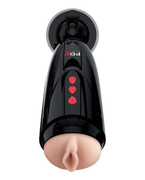 PDX Elite Rechargeable Dirty Talk Starter Masturbator - Pussy - Vanilla/Black