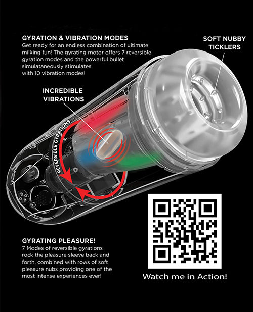 PDX Elite Ultimate Milker 2 Rechargeable Masturbator - Black/Clear