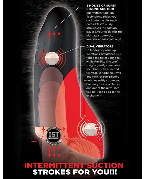 PDX Elite Fuck-O-Matic Stroker Rechargeable Masturbator - Pussy - Black/Vanilla
