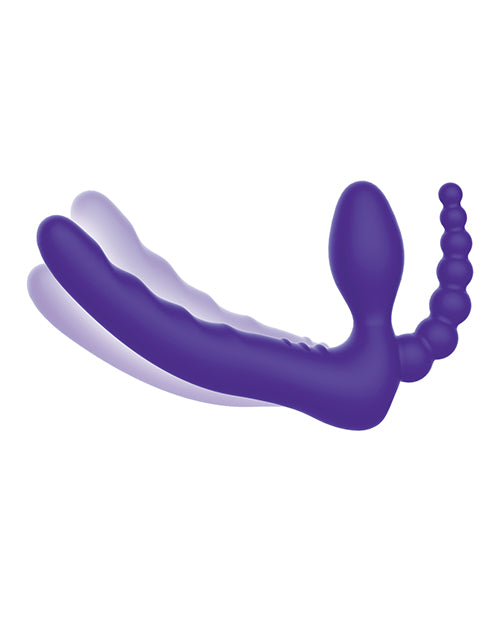 Pegasus Strapless D.P. Silicone Strap-On with  Remote Control - Purple