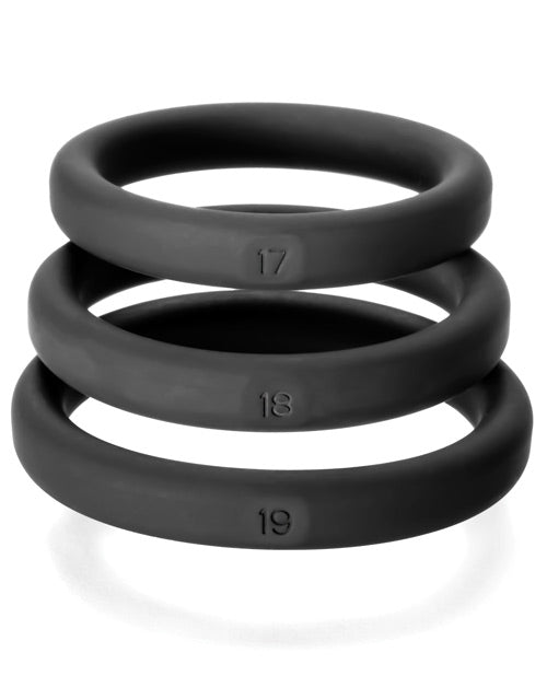 Perfect Fit Xact-Fit Silicone Ring Kit - MD/LG - Black (3 pack)