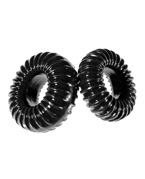 The Xplay Mixed Pack Ribbed Ring and Ribbed Ring Slim (2 Pack) - Black