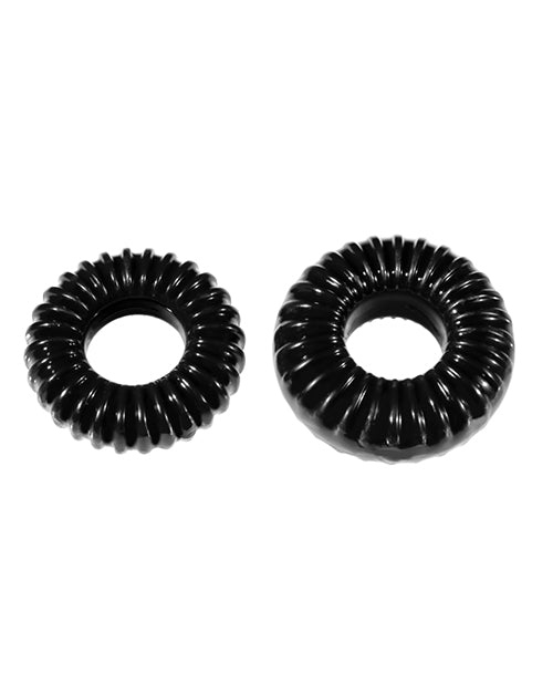 The Xplay Mixed Pack Ribbed Ring and Ribbed Ring Slim (2 Pack) - Black